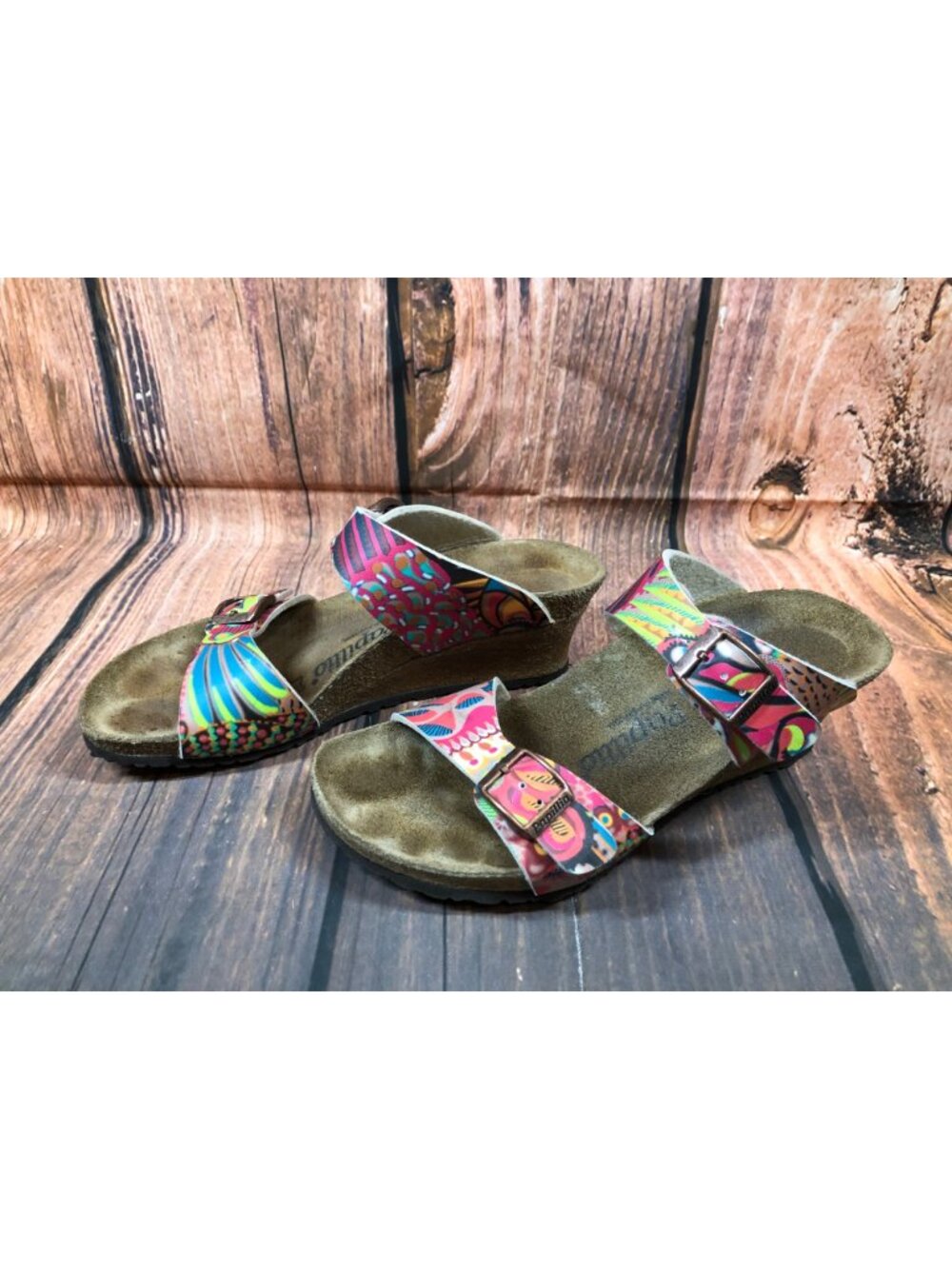 BIRKENSTOCK Papillio Dorothy African Wax Slide Wedge Sandals 37 / 6 (5k3)